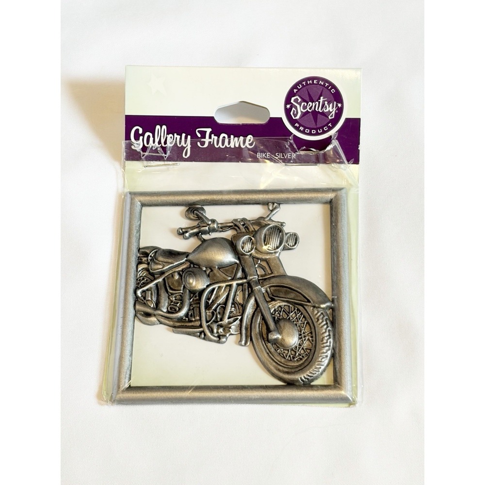 NEW Scentsy Gallery Collection "Bike" Magnetic Frame Silver Motorcycle RETIRED!